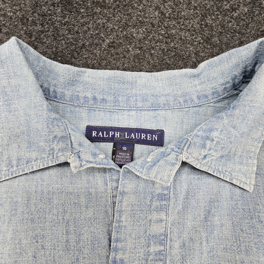 Vintage Polo Ralph Lauren Chambray Shirt Women's 10 Blue Light Wash 90s - Picture 5 of 9